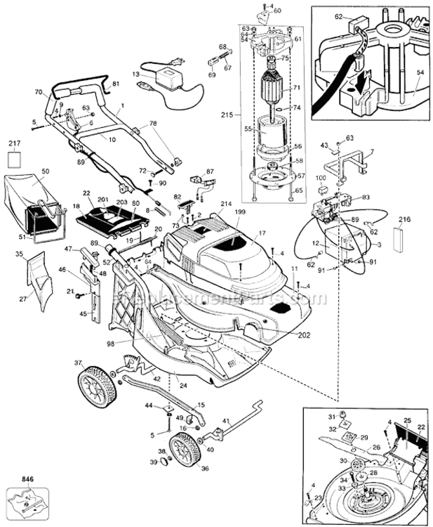 Page A Diagram and Parts List for CMM1000 Type 1 Black and Decker Lawn Mower